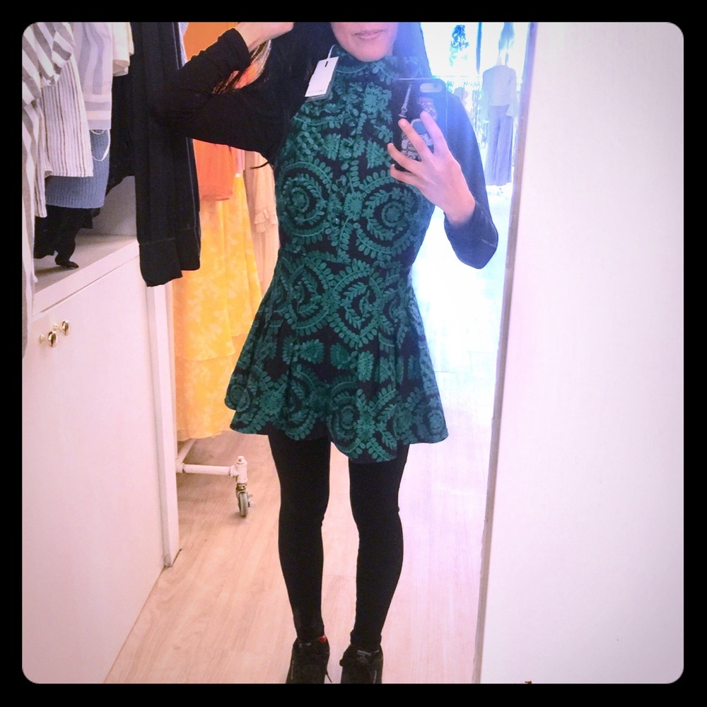 Green brocade romper